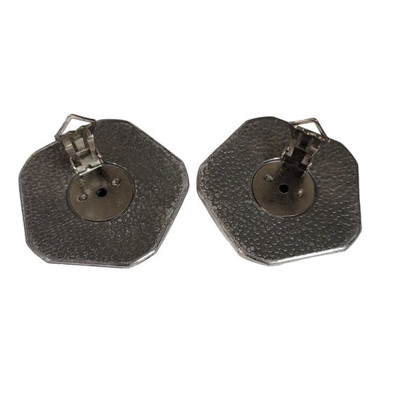 Silver Tone Gilt Style Star Multi Color Plastic Clip-On Earrings E105 - Picture 4 of 8